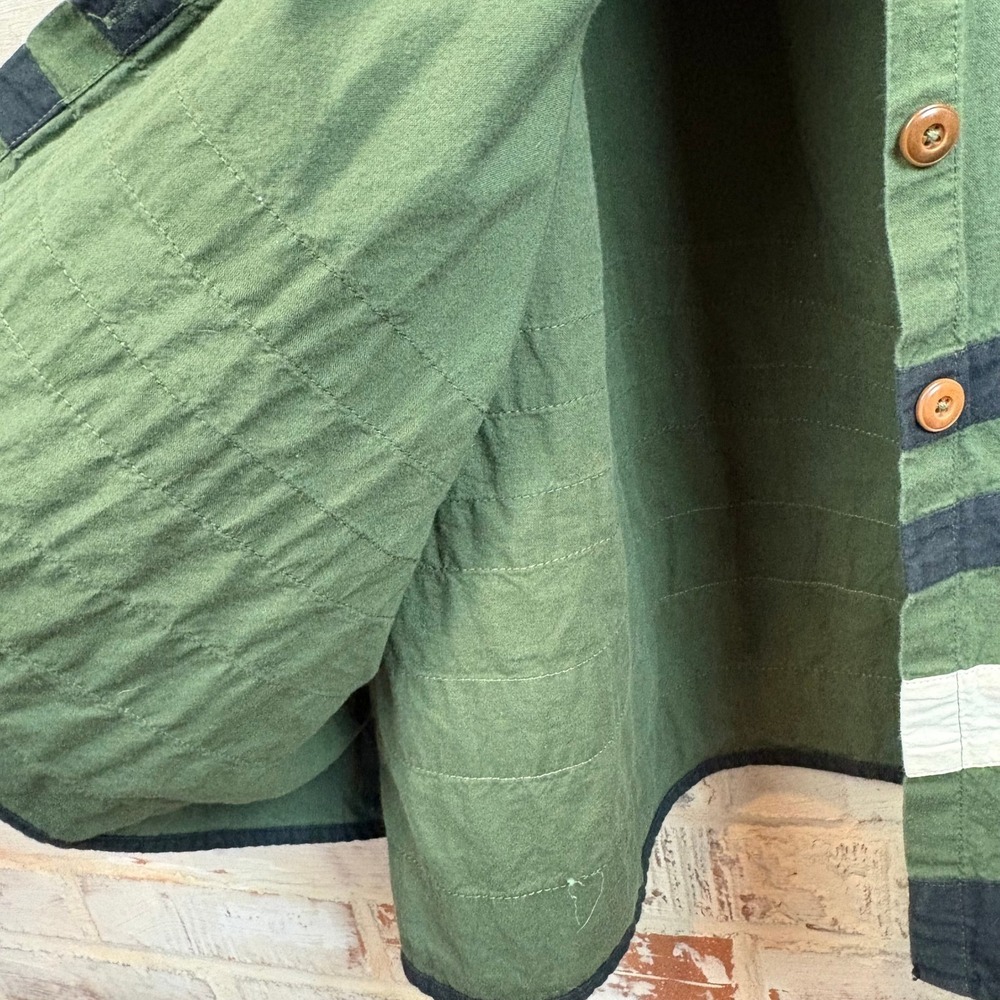 THE GREAT Horizon Dress Green Olive Stripe Cotton Tie Strap Maxi Dress Size 1 - Picture 9 of 12
